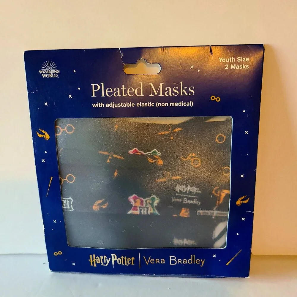 VERA BRADLEY HARRY POTTER PLEATED ''YOUTH'' FACE MASKS (SET OF 2)LIMITED EDITION